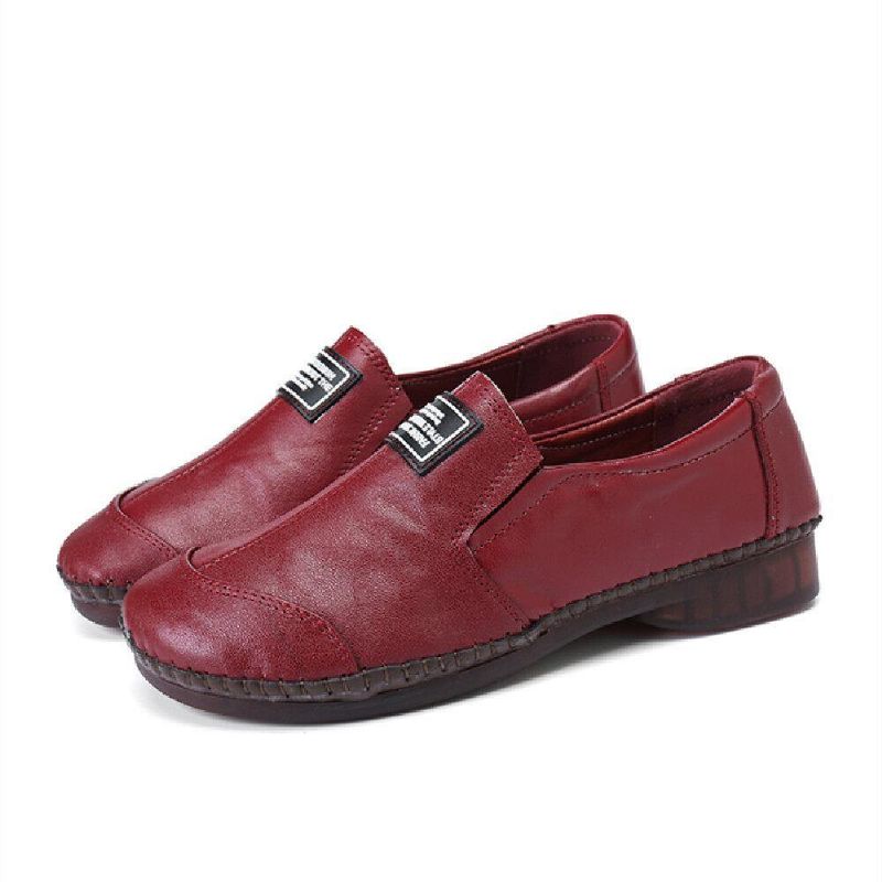 Comfy Ekte Skinn Myk Sklisikre Flate Loafers