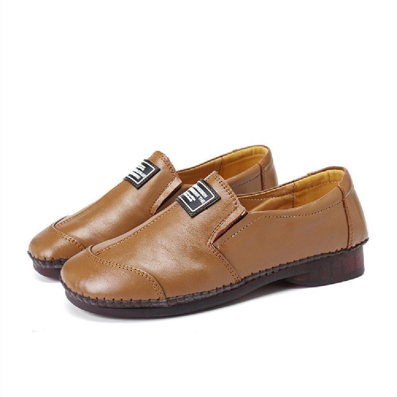 Comfy Ekte Skinn Myk Sklisikre Flate Loafers