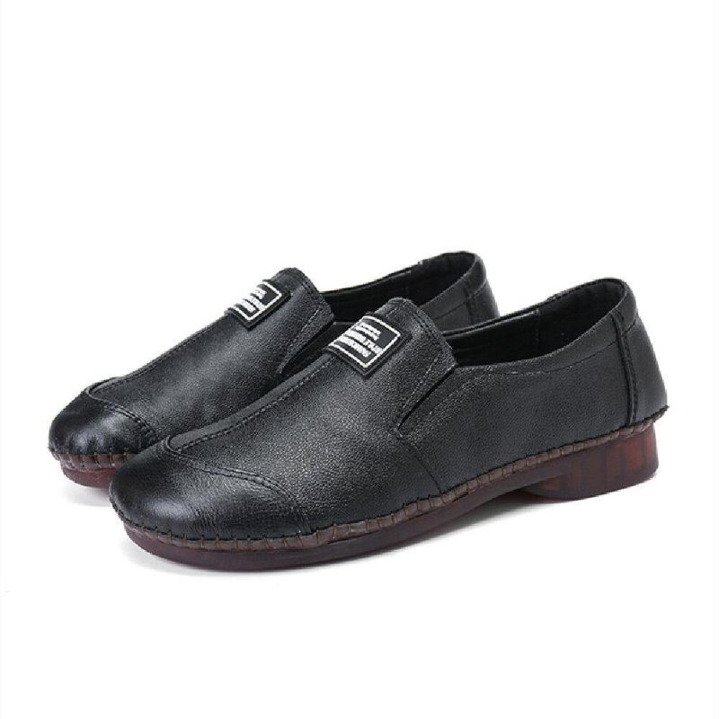 Comfy Ekte Skinn Myk Sklisikre Flate Loafers