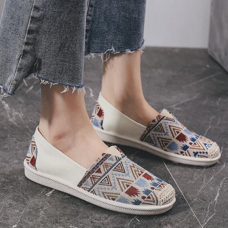 Kvinner Casual Myk Patchwork Rund Toe Fisherman Sko