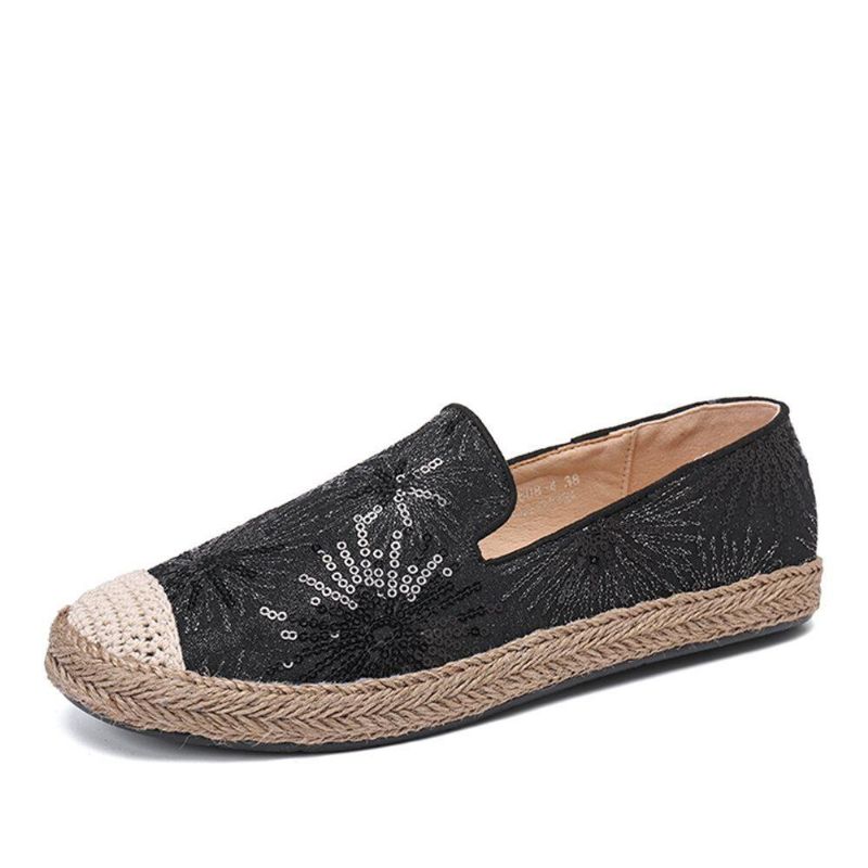 Kvinner Casual Paljetter Blomster Mønster Espadrille Flate Sko Loafers