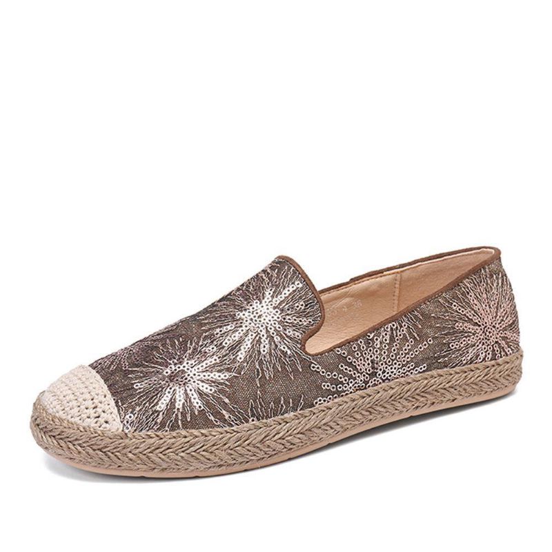 Kvinner Casual Paljetter Blomster Mønster Espadrille Flate Sko Loafers