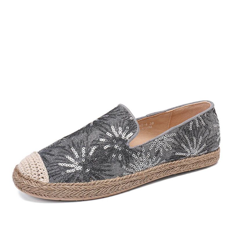 Kvinner Casual Paljetter Blomster Mønster Espadrille Flate Sko Loafers