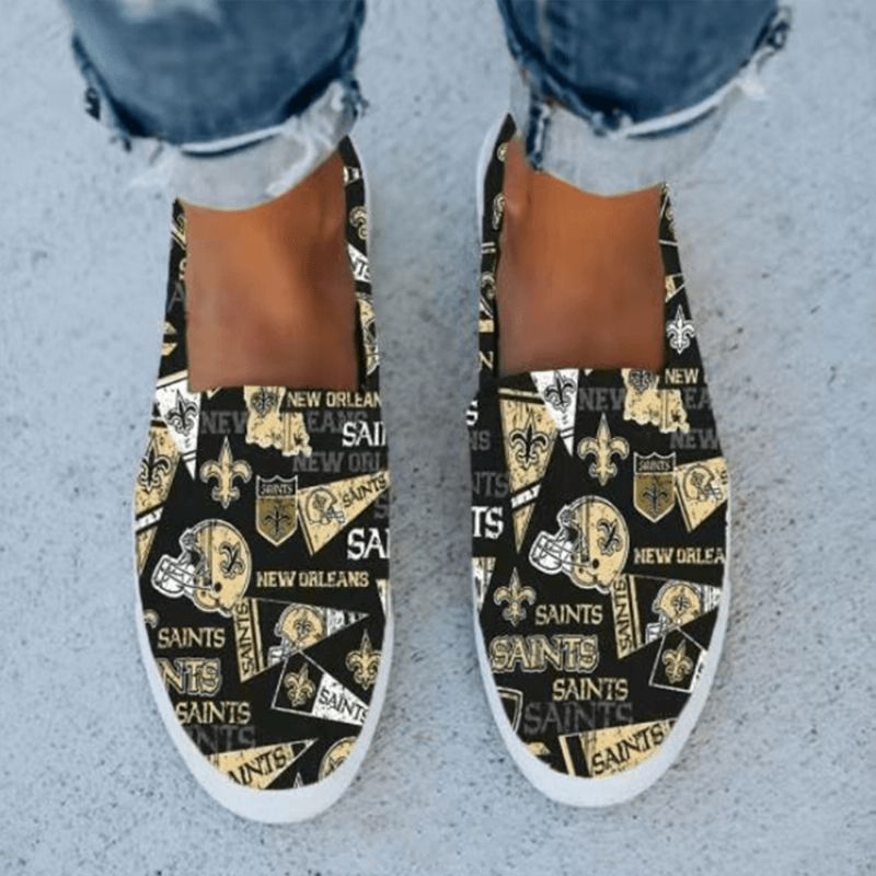 Kvinner Casual Printing Letter Mønster Rund Toe Flat Canvas Sko