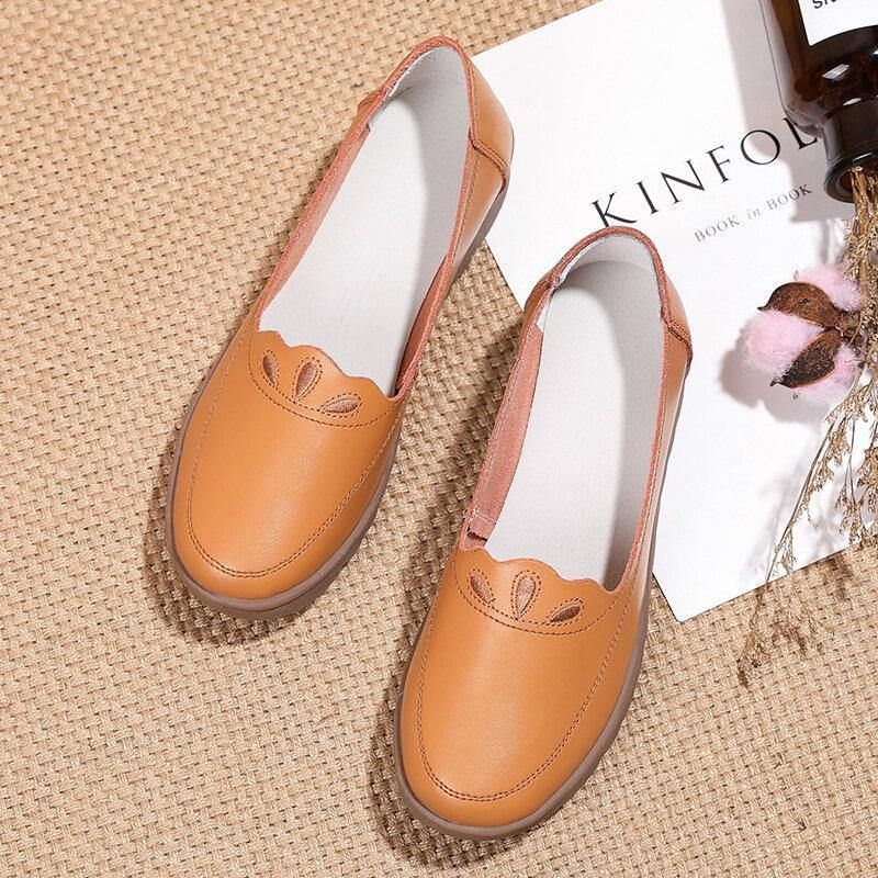 Kvinner Daglig Rund Toe Myk Ensfarge Flat Loafers Sko