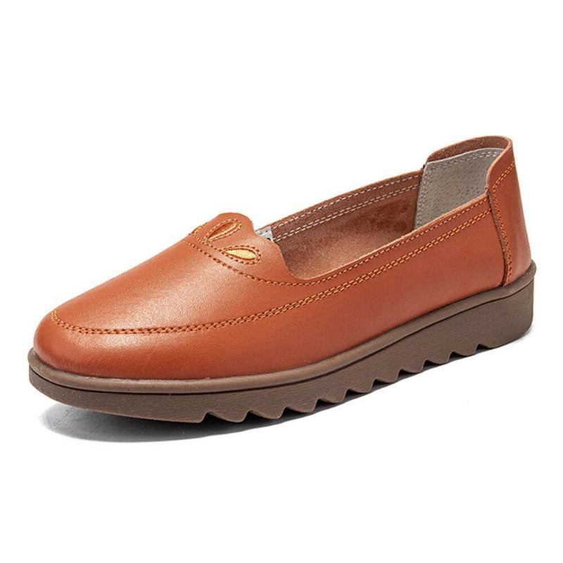 Kvinner Daglig Rund Toe Myk Ensfarge Flat Loafers Sko