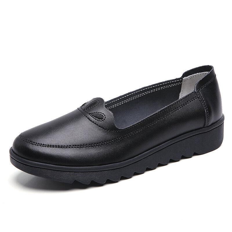 Kvinner Daglig Rund Toe Myk Ensfarge Flat Loafers Sko