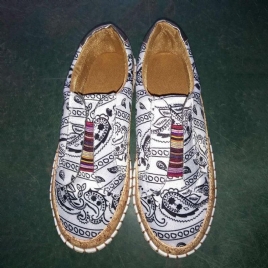 Kvinner Folkways Printing Comfy Slip On Casual Flat Shoes