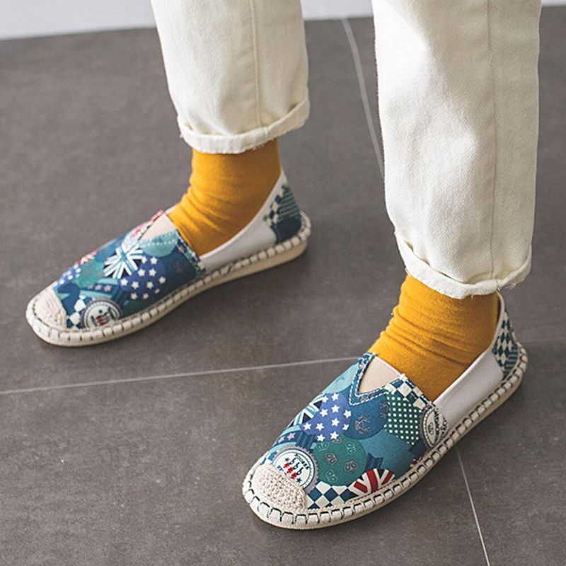 Kvinner Mønster Slip On Behagelig Håndsøm Casual Flat Loafers Sko