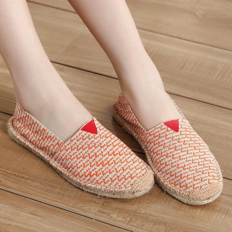 Kvinner Stor Størrelse Ensfarget Slip-On Espadrilles Fisherman Flat Shoes