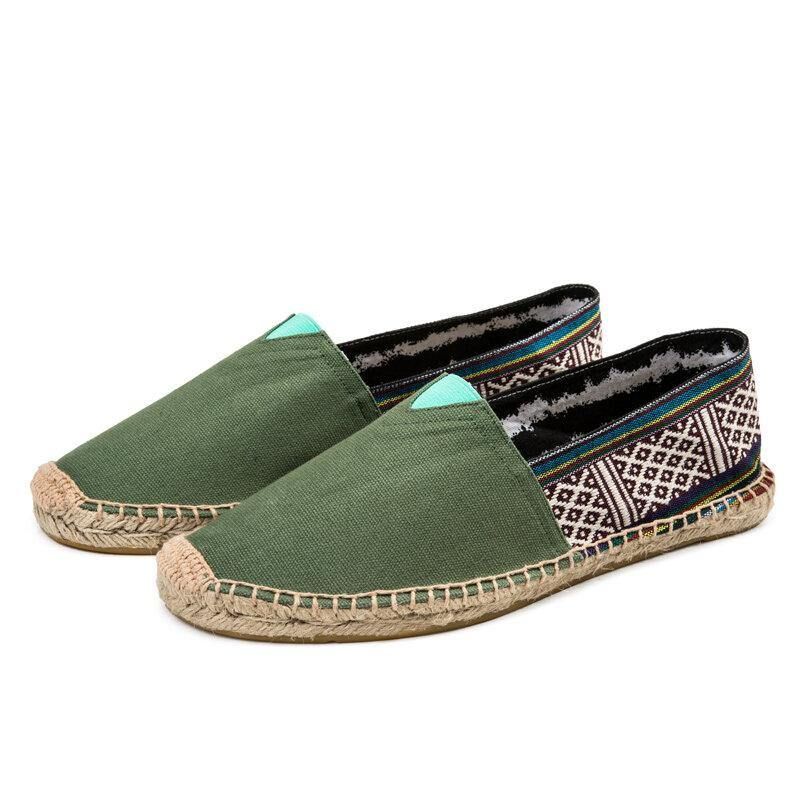 Kvinner Stor Størrelse Etnisk Stil Lin Slip-On Espadrille Fisherman'S Shoes