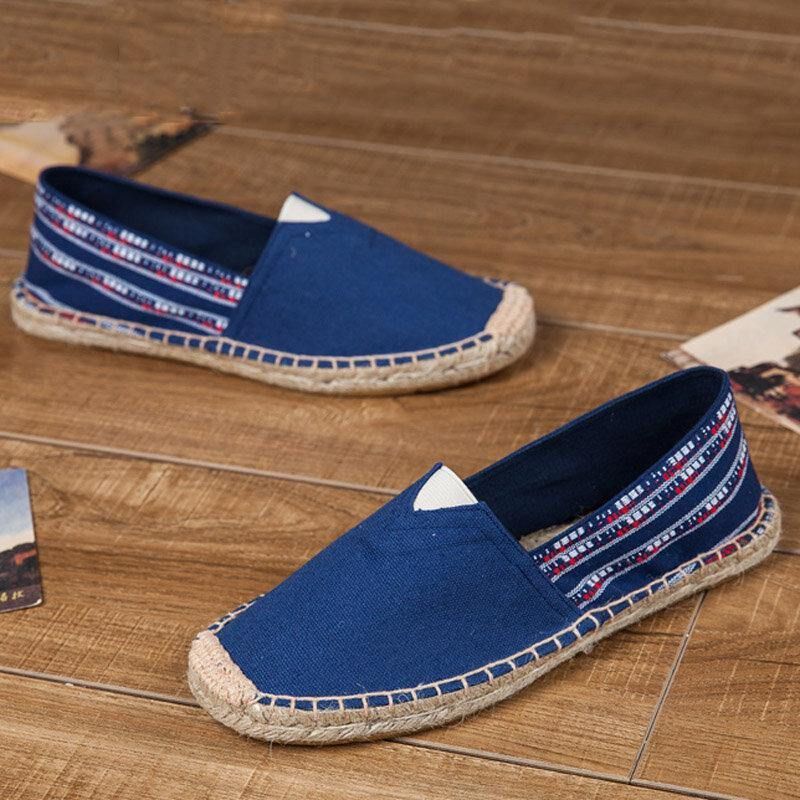 Kvinner Stor Størrelse Etnisk Stil Lin Slip-On Espadrille Fisherman'S Shoes