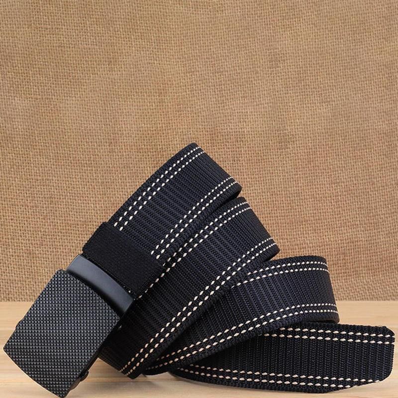 Menn Casual Outdoor Ny Casual Nylon Belte Trendy Legering Spenne Tykt Belte