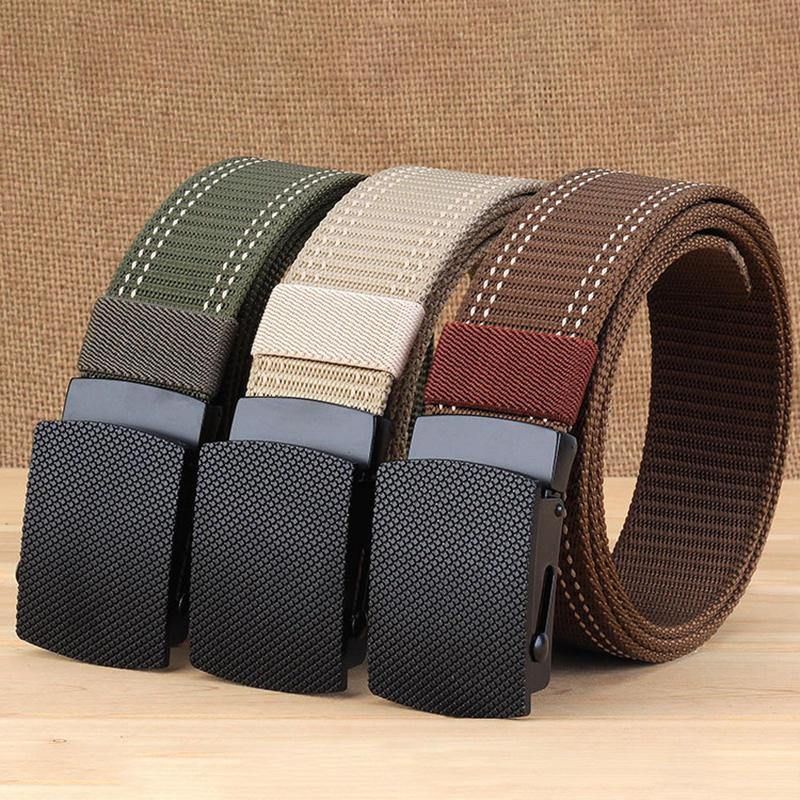 Menn Casual Outdoor Ny Casual Nylon Belte Trendy Legering Spenne Tykt Belte