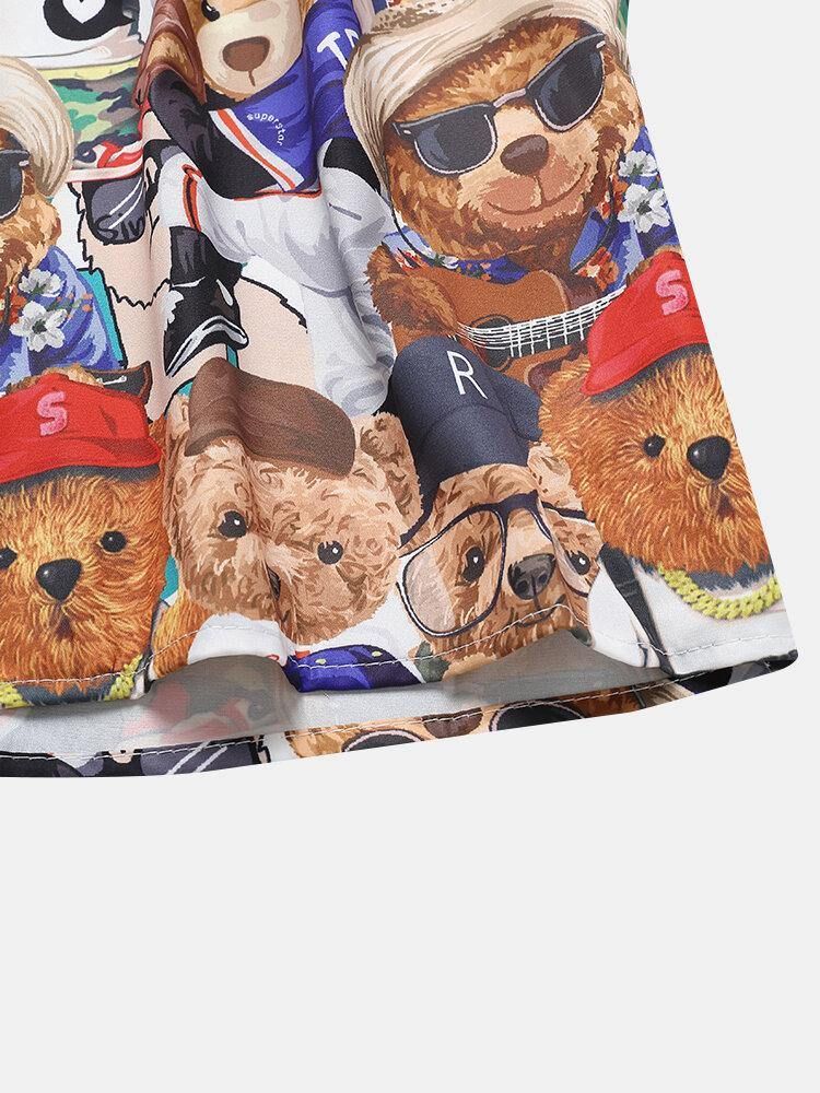 Bear Teddy Cartoon Casual Skjorter For Menn