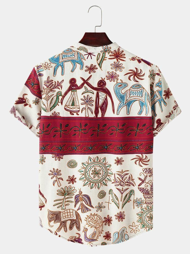 Herre Årsakssammenhengende Stammemønster Doodle Holiday Henley-Skjorter