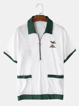 Herre Causal Half Zip Brodery Contrast Golfskjorter Med Håndkle
