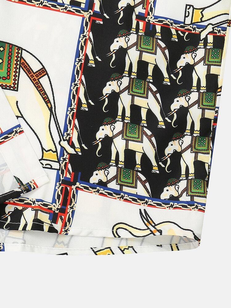 Skjorter I Etnisk Stil Uformelt Elefanttrykk For Menn