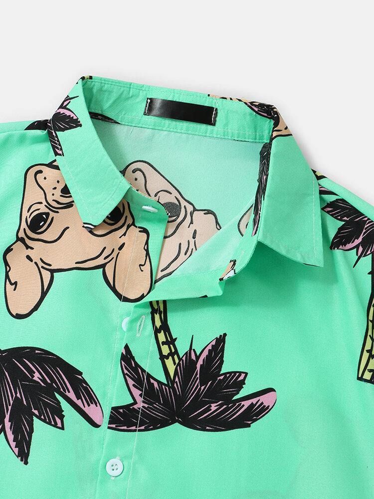 Skjorter Med Trykk På Hawaii Ferie For Menn Med Hund Og Kokosnøtttre