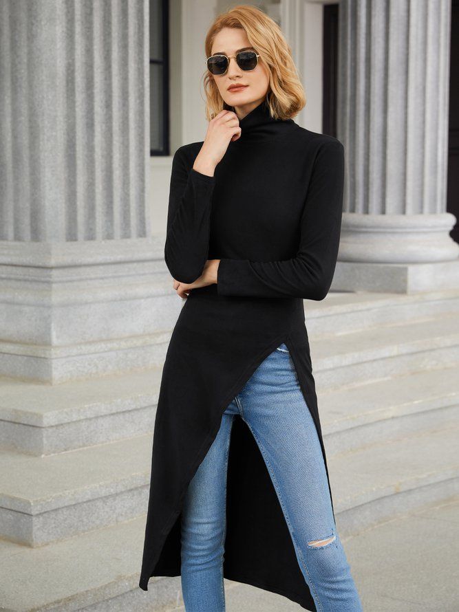 Fall Long Sleeve Simple Turtleneck Daily Simple Daily Top