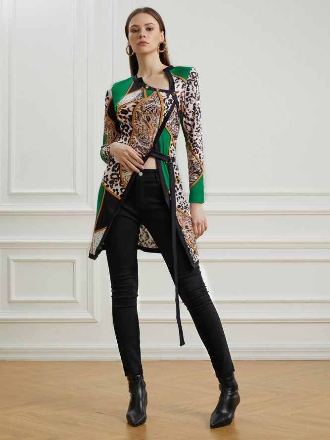 Skinny Langermet Casual Leopard Topp