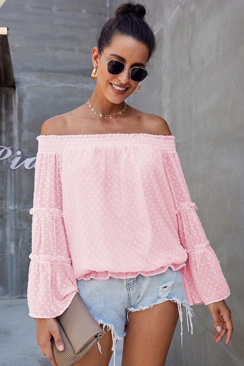 Swiss Dot Off The Shoulder Topp