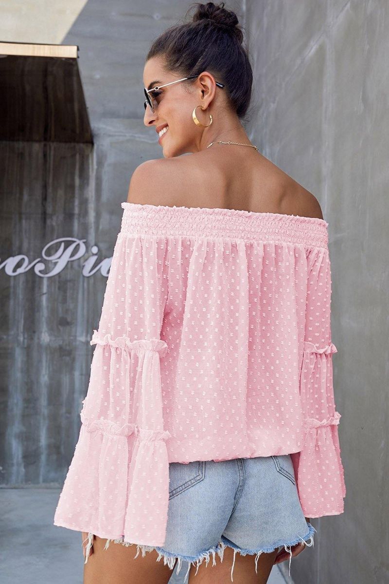 Swiss Dot Off The Shoulder Topp