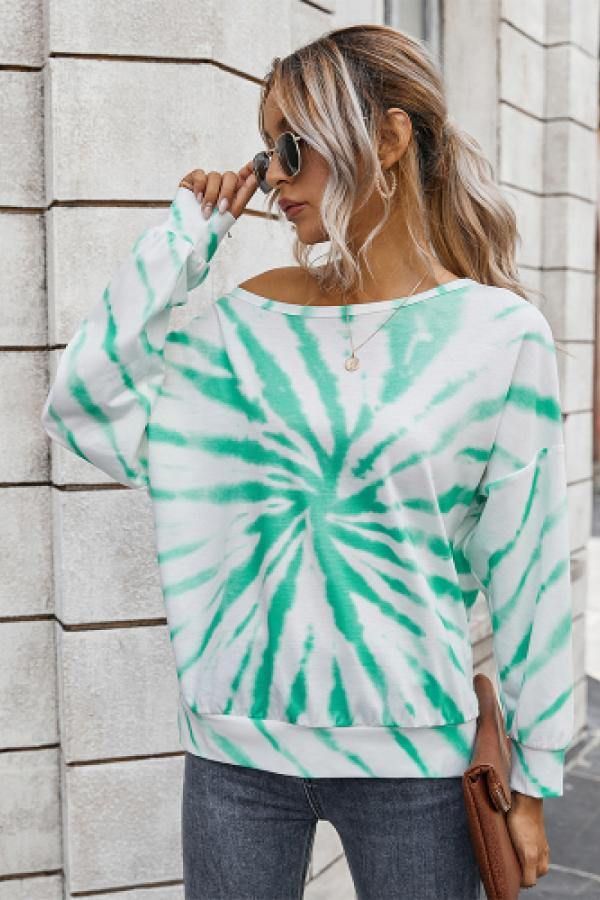 Tie Dye Off Shoulder Boat Neck Top