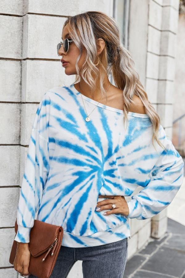 Tie Dye Off Shoulder Boat Neck Top