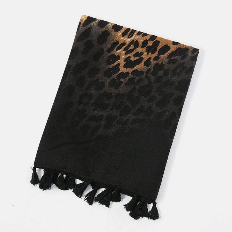 Kvinner Bomull Leopard Varmt Skjerf Langt Dusk Dual-Use Sunshade Sjal