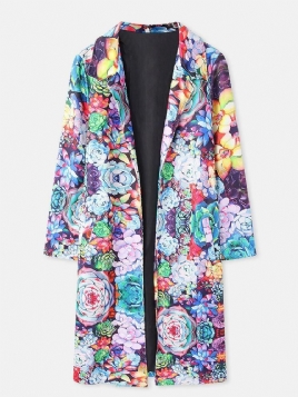 Kvinner Allover Floral Trykt Langermet Casual Lapel Coat