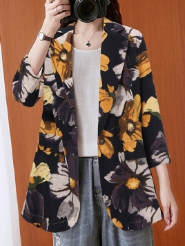 Kvinner Full Sleeve Lapel Floral Bohemian Leisure Retro Thin Suit