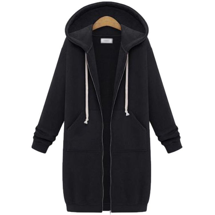 Langermet Genser Med Hette Fleece Lang Jakke