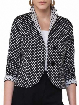 Polka Dots Lapel 3 4-Ermet Fargeblokk Blazer