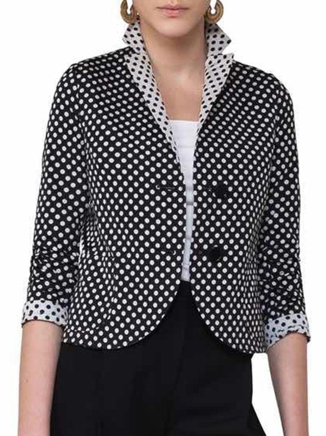 Polka Dots Lapel 3 4-Ermet Fargeblokk Blazer