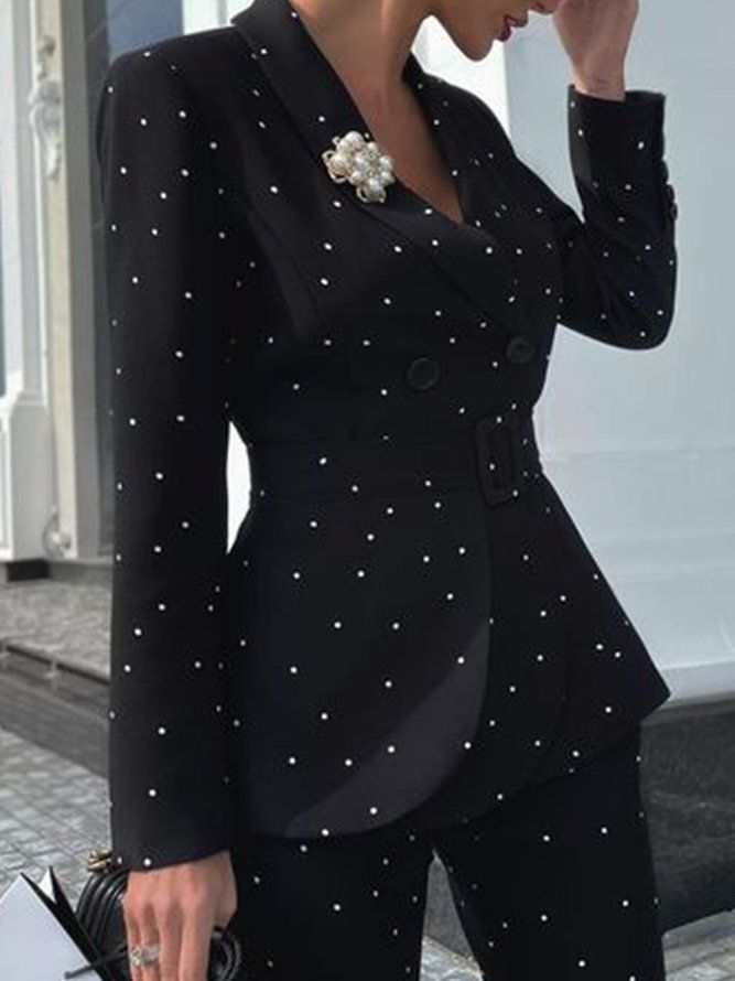 Polka Dots Lapel Elegant Blazer