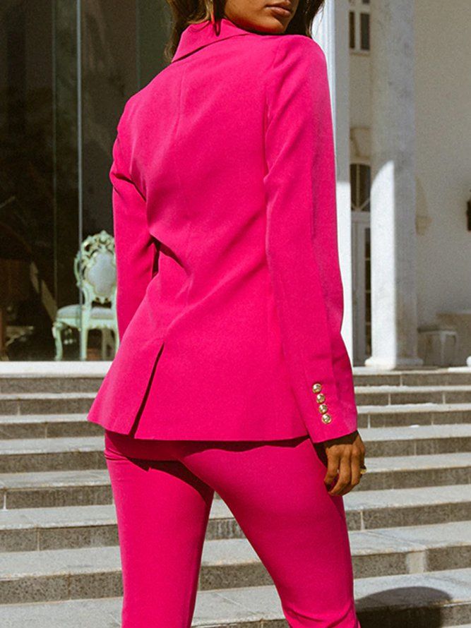 Rose Red Langermet Plain Elegant Regular Fit Blazer