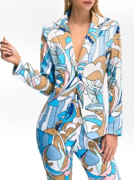 Work Abstract Printed Elegant Blazer