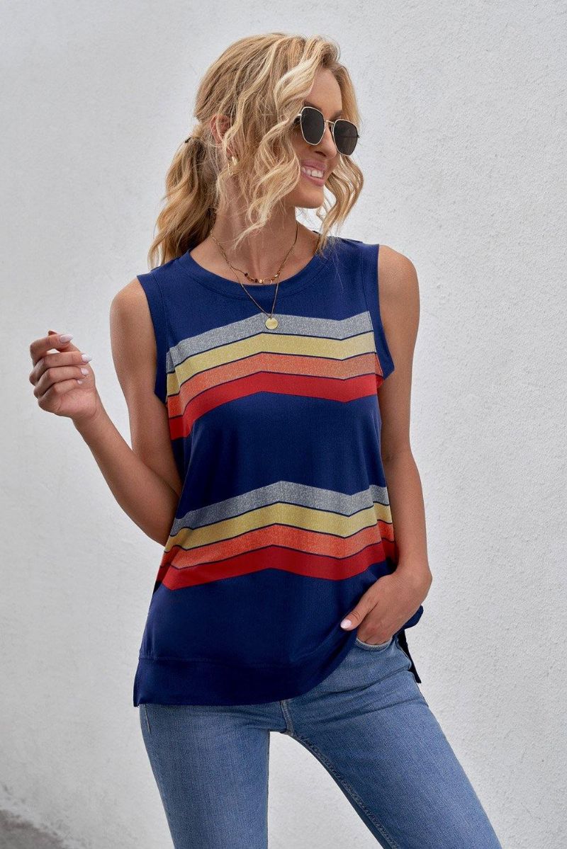 Color Block Stripes Tank Top