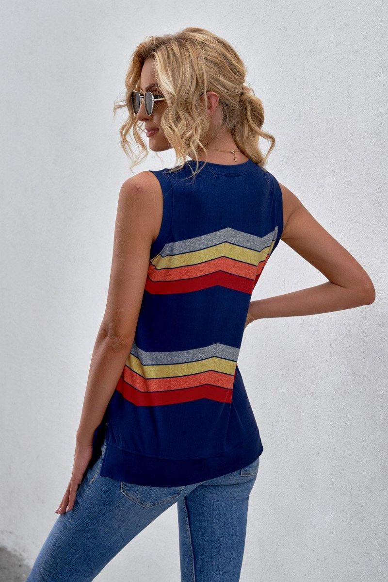 Color Block Stripes Tank Top