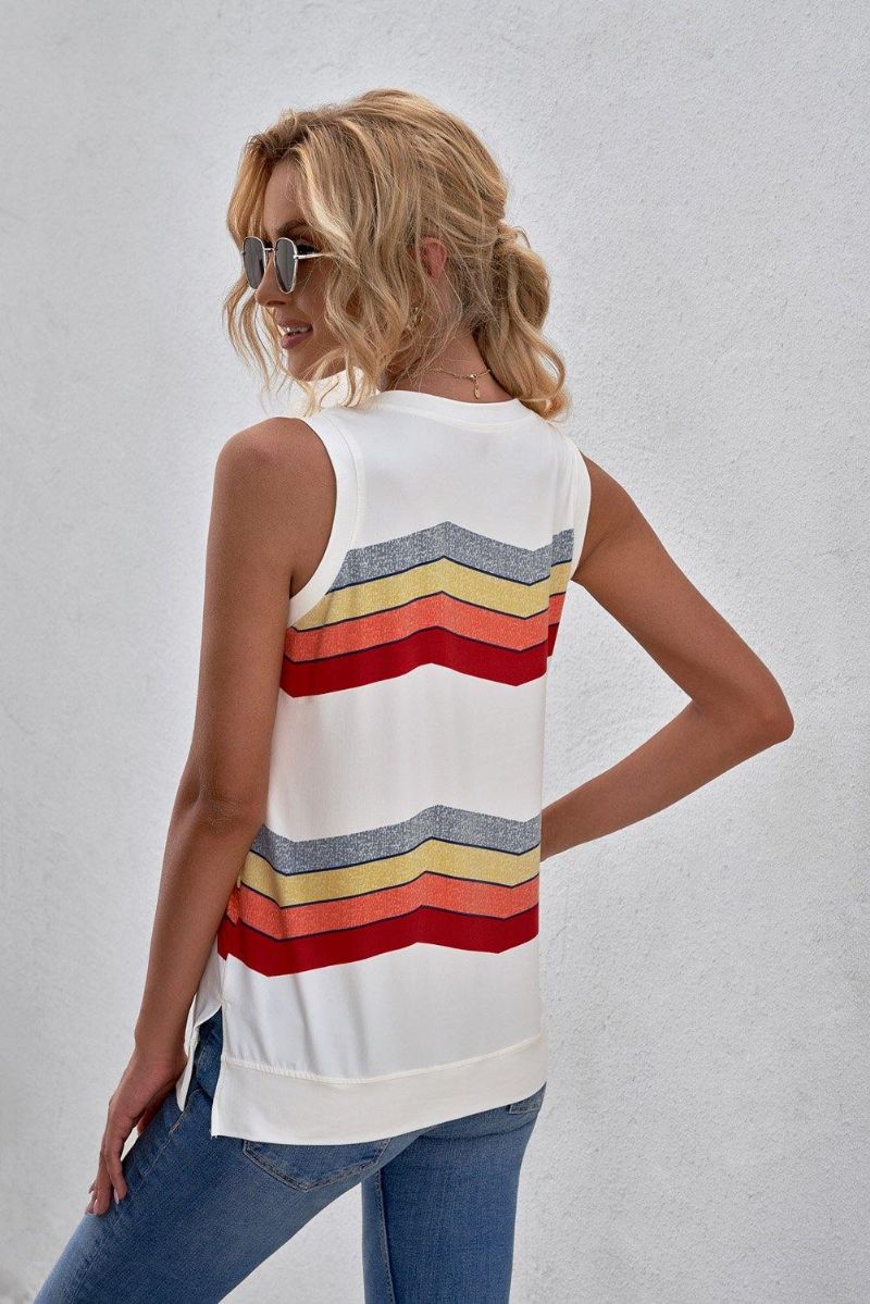 Color Block Stripes Tank Top