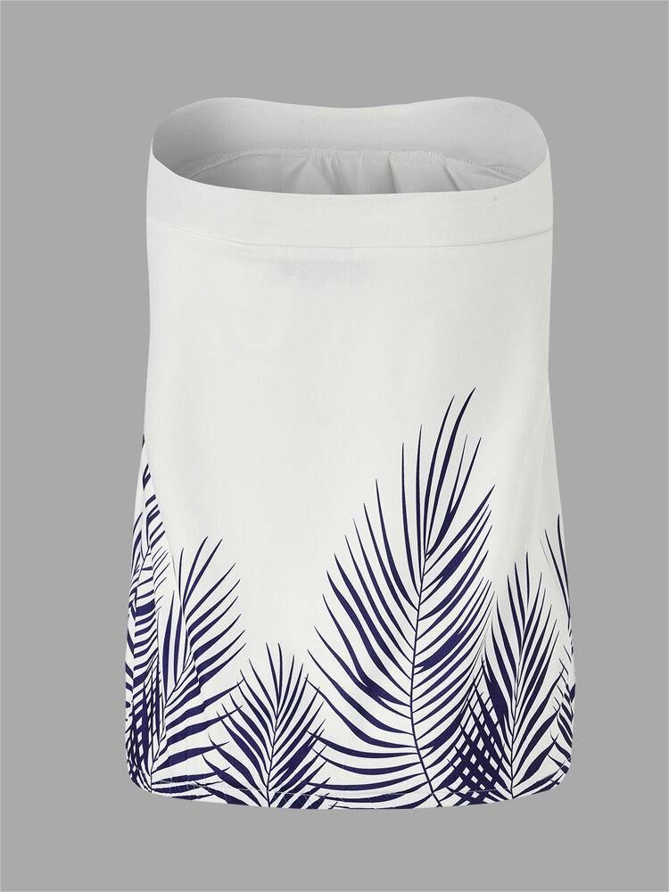 Kvinner Summer Leaf Print Stroppløs Ermeløs Tube Tank Top