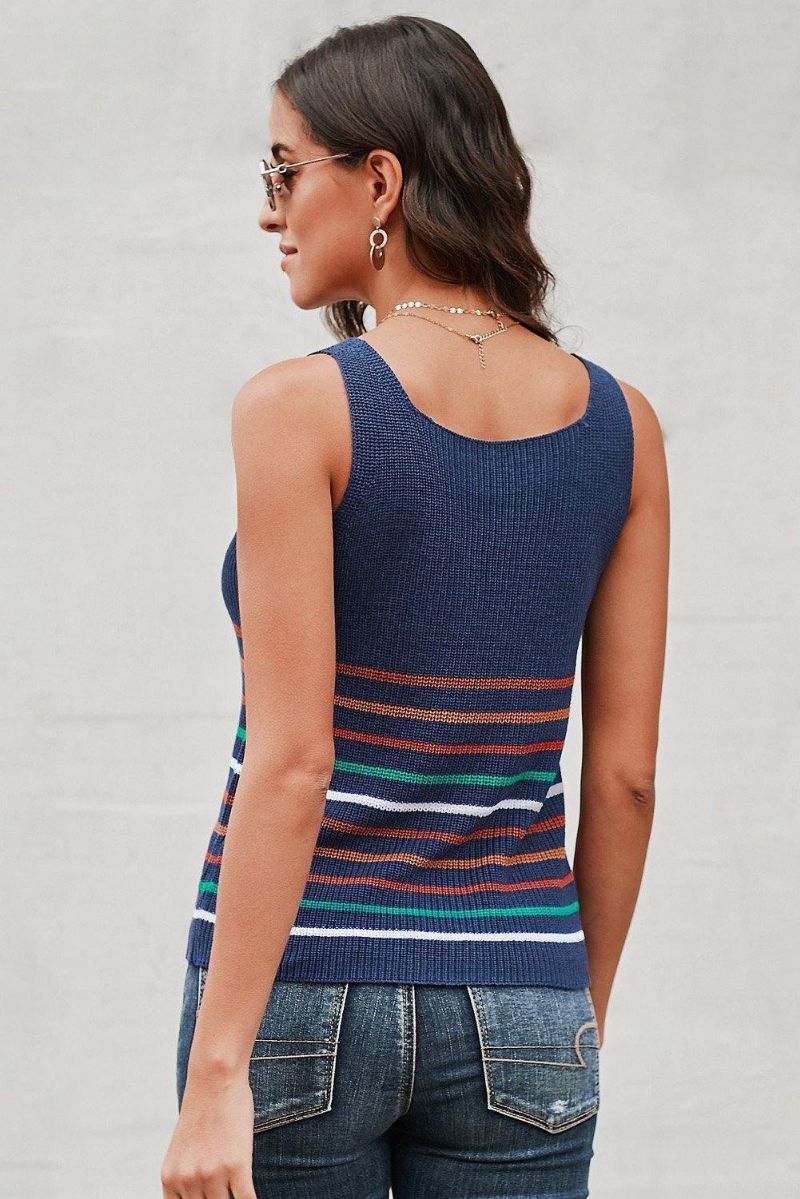 Multicolor Stripes Knit Tank Top