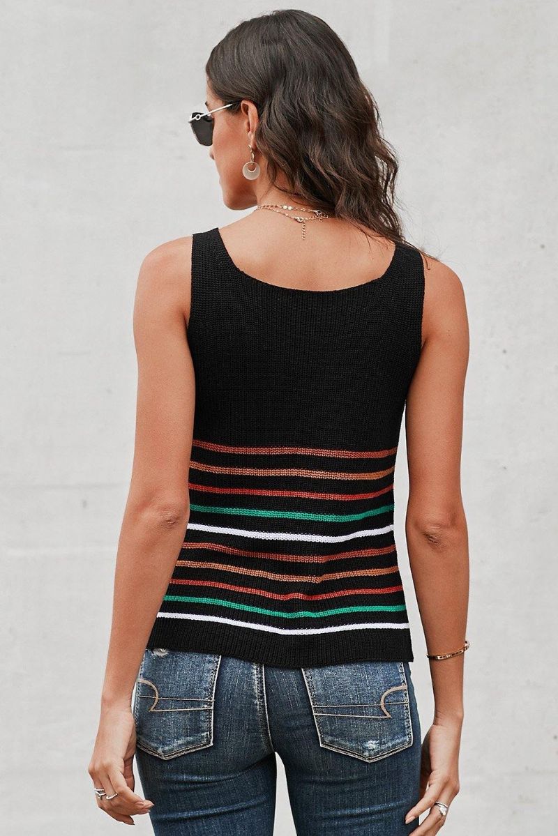 Multicolor Stripes Knit Tank Top