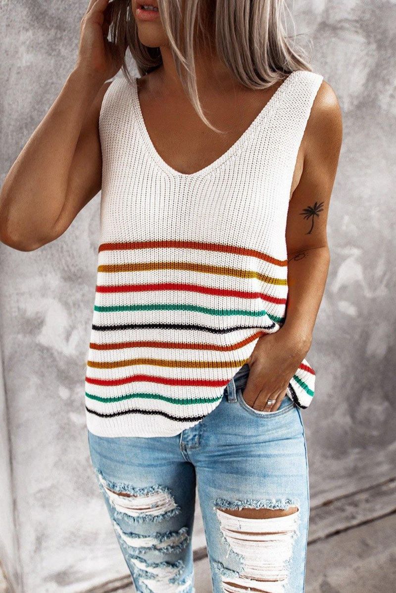 Multicolor Stripes Knit Tank Top