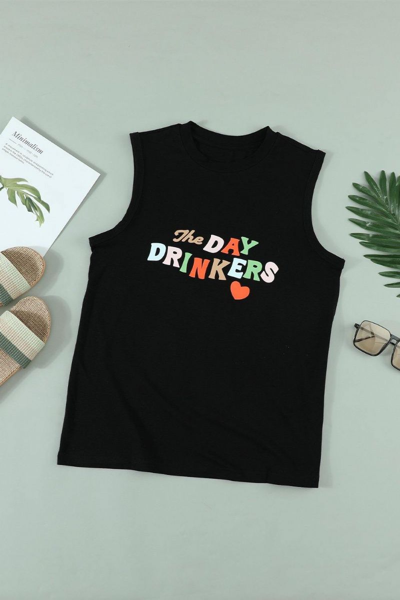 The Day Drinkers Letters Print Tank Top