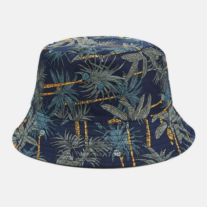 Kvinner Og Menn Banan Tree Mønster Dobbeltsidig Utendørs Casual Sunshade Bucket Hat