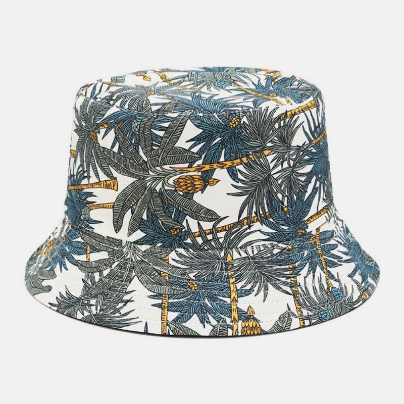 Kvinner Og Menn Banan Tree Mønster Dobbeltsidig Utendørs Casual Sunshade Bucket Hat