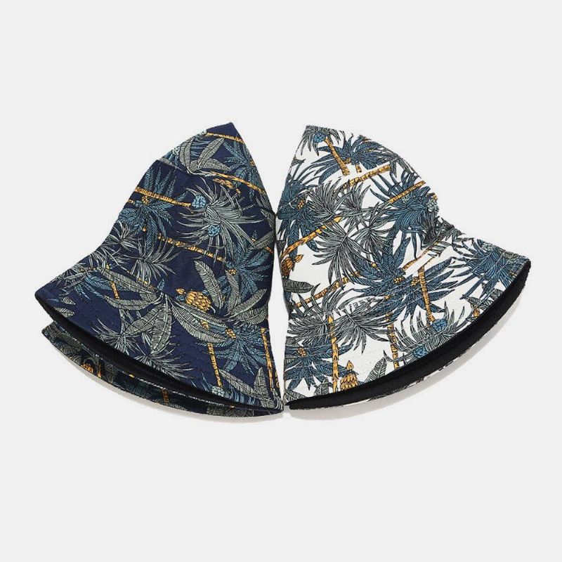 Kvinner Og Menn Banan Tree Mønster Dobbeltsidig Utendørs Casual Sunshade Bucket Hat