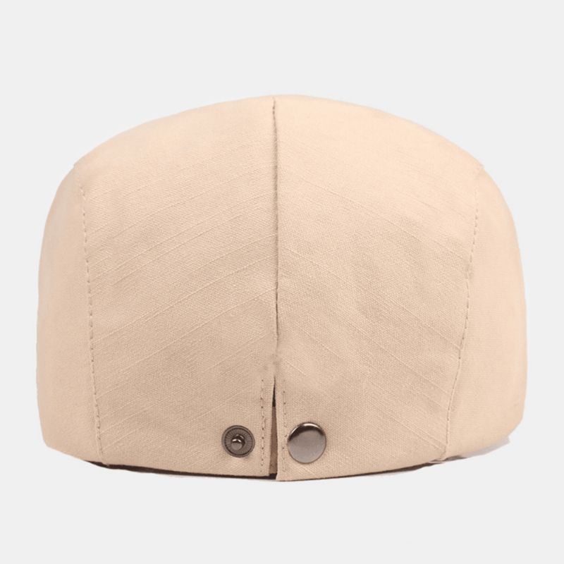 Menn Bomull Beret Cap Ensfarge Justerbar Casual Retro Solskjerming Forover Cap Flat Hat